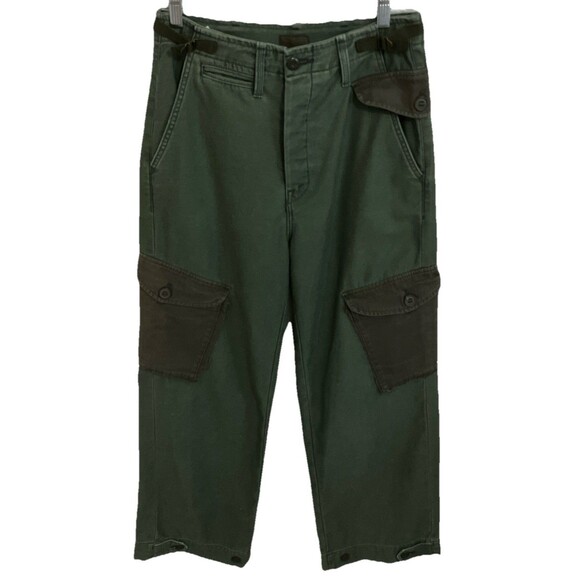 Mother Jeans 27 G.i. Jane Greaser Nerdy Pant On The Double Green Cargo 30” Waist